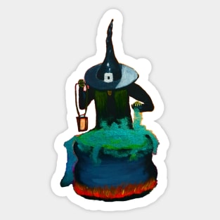 Spooky witch with a cauldron - Cool Sticker